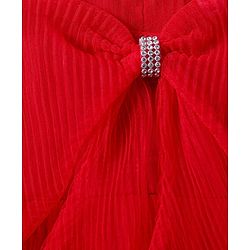 Babyhug Woven Sleeveless Tierred Party Frock with Bow Applique Solid Colour - Red