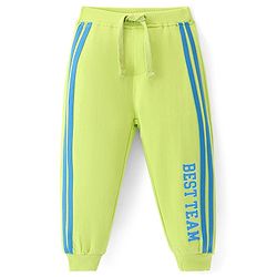 Babyhug Terry Knit Full Length Lounge Pant Text Print - Limegreen