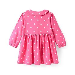 Babyhug Single Jersey Knit Full Sleeves Peter Pan Collared Polka Dots & Floral Printed Flared Dress Pack of 2 - Yellow & Pink