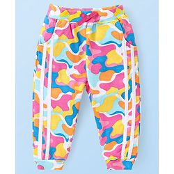 Babyhug Terry Knit Full Sleeves Hooded Sweatjacket & Joggers Set with T-Shirt Camo & Text Print - Multicolour