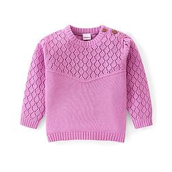 Babyhug Cotton Knit Full Sleeves Pullover Sweater Set With Cable Knit Design & Cap - Mauve