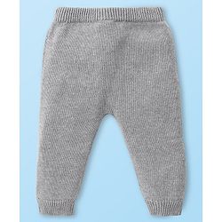 Babyhug Knitted Full Raglan Sleeves Front Open Striped  Hooded Sweater Set with Cap & Pockets - Light Grey