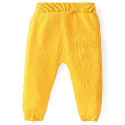 Babyhug Cotton Knit Full Sleeves Front Open Sweater Set With Floral Design & Cap - Yellow