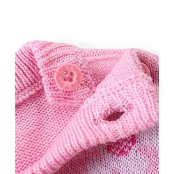 Babyhug Knitted Full Sleeves Pullover Sweater Set with Floral Design - Pink