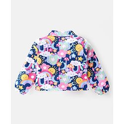 Babyhug Cotton Knit Full Sleeves Floral Printed Shirt Style Top & Lounge Pants Co-Ord Set - Multicolor