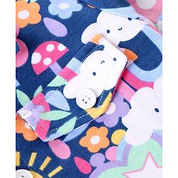 Babyhug Cotton Knit Full Sleeves Floral Printed Shirt Style Top & Lounge Pants Co-Ord Set - Multicolor