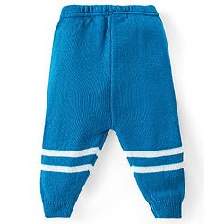 Babyhug Knitted Full Sleeves Front Open Sweater Set with Polka Dot Design - Aqua Blue