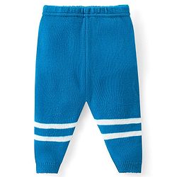 Babyhug Knitted Full Sleeves Front Open Sweater Set with Polka Dot Design - Aqua Blue