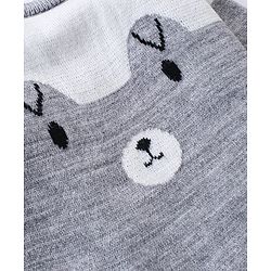 Babyhug Knitted Full Sleeves Pullover Sweater Set with Teddy Bear Design - Grey & White
