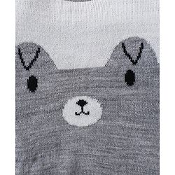 Babyhug Knitted Full Sleeves Pullover Sweater Set with Teddy Bear Design - Grey & White