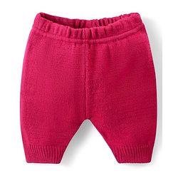 Babyhug Knitted Full Sleeves Front Open Sweater Set With Stripes & Floral Embroidery - Pink