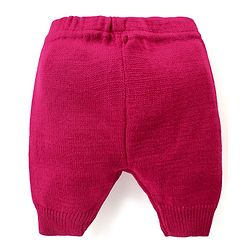 Babyhug Knitted Full Sleeves Front Open Sweater Set With Stripes & Floral Embroidery - Pink