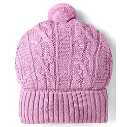 Babyhug Knit Woollen Cable Knit Design Cap With Pom Pom Applique Pink - Diameter 11.5 cm