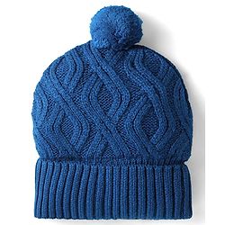 Babyhug Knit Woollen Cable Knit Design Cap With Pom Pom Applique Royal Blue - Diameter 11.5 cm