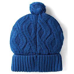 Babyhug Knit Woollen Cable Knit Design Cap With Pom Pom Applique Royal Blue - Diameter 11.5 cm