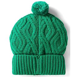 Babyhug Knit Woollen Cable Knit Design Cap With Pom Pom Applique Green - Diameter 11 cm