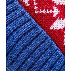Babyhug Knit Woollen Cap With Pom Pom Applique & Design - Red