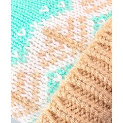 Babyhug Cable Knit Design Woollen Cap with Pom Pom Green & Beige - Diameter 20cm