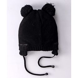 Babyhug Penguin Design Woollen Cap with Knot - Black