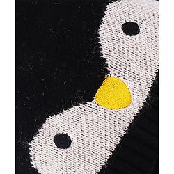 Babyhug Penguin Design Woollen Cap with Knot - Black