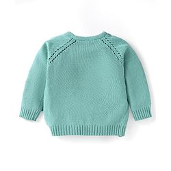 Babyhug Knitted Full Sleeves Side Tie Up Sweater Set with Cap - Aqua Blue