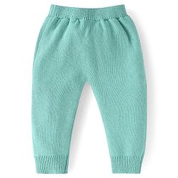 Babyhug Knitted Full Sleeves Side Tie Up Sweater Set with Cap - Aqua Blue