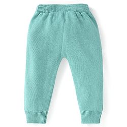Babyhug Knitted Full Sleeves Side Tie Up Sweater Set with Cap - Aqua Blue