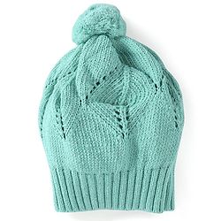 Babyhug Knitted Full Sleeves Side Tie Up Sweater Set with Cap - Aqua Blue