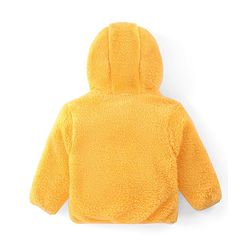 Babyhug Woven Full Sleeves Front Open Hooded Fur Jacket With Bear Embroidery Detailing - Pink