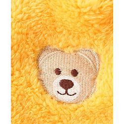 Babyhug Woven Full Sleeves Front Open Hooded Fur Jacket With Bear Embroidery Detailing - Pink