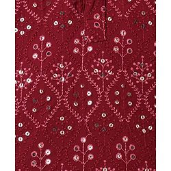 Babyhug Woven Full Sleeves Floral Sequin Embroidered Kurta Pyjama Set - Maroon