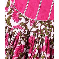 Babyhug Cotton Woven Three Fourth Floral Print Kurti Gharara Set With Dupatta - Dark Pink
