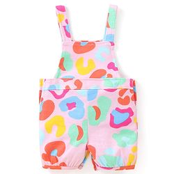 Babyhug Single Jersey Knit Dungaree  Half Sleeves T-Shirt with Text & Abstract Print - Multicolour