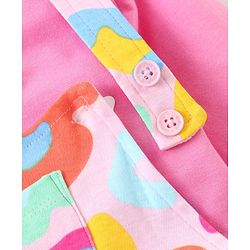 Babyhug Single Jersey Knit Dungaree  Half Sleeves T-Shirt with Text & Abstract Print - Multicolour