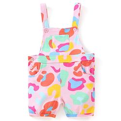 Babyhug Single Jersey Knit Dungaree  Half Sleeves T-Shirt with Text & Abstract Print - Multicolour