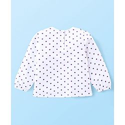 Babyhug Cotton Knit Full Sleeves Polka Doted Top with Floral Printed Dungaree - White & Purple