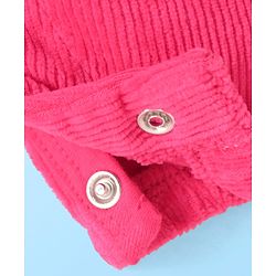 Babyhug Single Jersey Knit Dungaree & Full Sleeves Floral Printed T-Shirt - Dark Pink & White