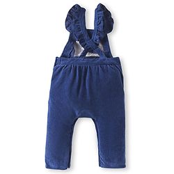 Babyhug Single Jersey Knit Dungaree & T-Shirt With Floral & Animal Embroidery - Pink & Navy