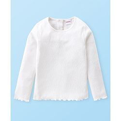 Babyhug Single Jersey Knit Full Sleeves Solid T-Shirt and Dungaree Set Floral Print - Blue Yellow & White