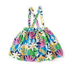 Babyhug Single Jersey Knit Full Sleeves Solid Colour Peter Pan Collared Top & Floral Printed Skirt - Pink & Blue