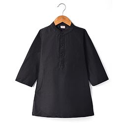Babyhug Woven Full Sleeves Solid Colour Kurta Payjama Set with Sequinned  Embroidered Jacket - Black