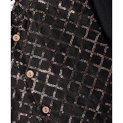 Babyhug Woven Full Sleeves Solid Colour Kurta Payjama Set with Sequinned  Embroidered Jacket - Black