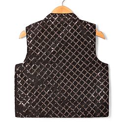 Babyhug Woven Full Sleeves Solid Colour Kurta Payjama Set with Sequinned  Embroidered Jacket - Black