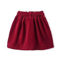 Babyhug Single Jersey Knit Full Sleeves Floral Printed Top & Mid Thigh Length Corduroy Skirt Set - Pink & Maroon
