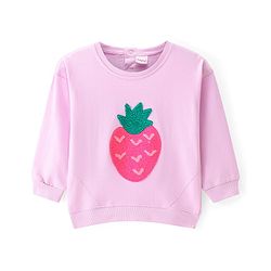 Babyhug Cotton Full Sleeves Sweatshirt With Sequinned Strawberry - Light Pink