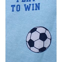 Babyhug Cotton Knit Full Sleeves Front Open Night Suit With Sports Print - Sky Blue