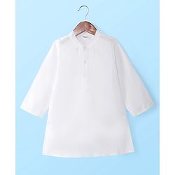 Babyhug Full Sleeves Solid Kurta Pyjama Set with Sequenced Embroidered Jacket - White & Silver