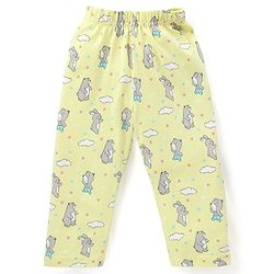 Babyhug Cotton Knit Full Sleeves Front Open Night Suit With Bunny & Bear Print - Yellow