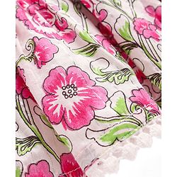 Babyhug Cambric Woven Sleeveless Floral Printed Ethnic Dress -  White
