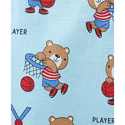 Babyhug Cotton Knit Full Sleeves Front Open Night Suit Bear Print - Sky Blue